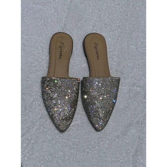 Zigisoho Bling Tan Pointed Toe Flats Reilan Size 7.5 - Picture 1 of 8